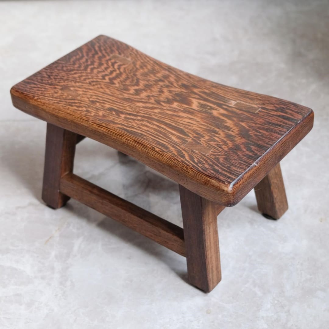 Vintage Wenge Wood Step Stool - Handcrafted Wooden Footrest