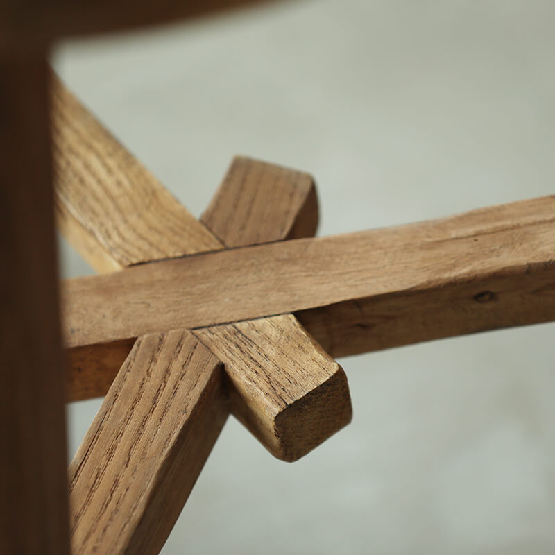 Handcrafted Solid Elm Wood Stool – Natural Weathered Wooden Stool
