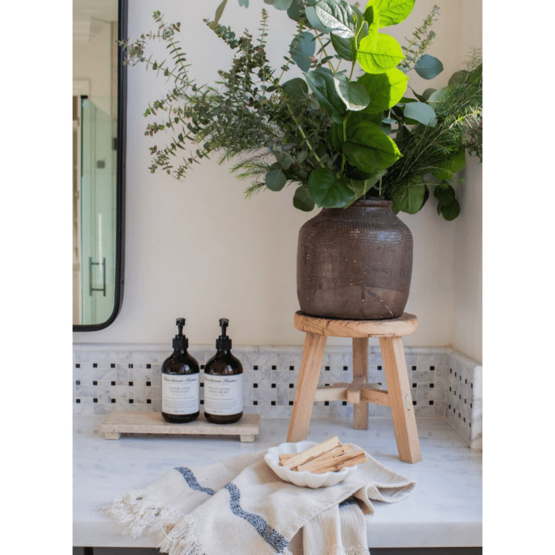 Handcrafted Solid Elm Wood Stool – Natural Weathered Wooden Stool