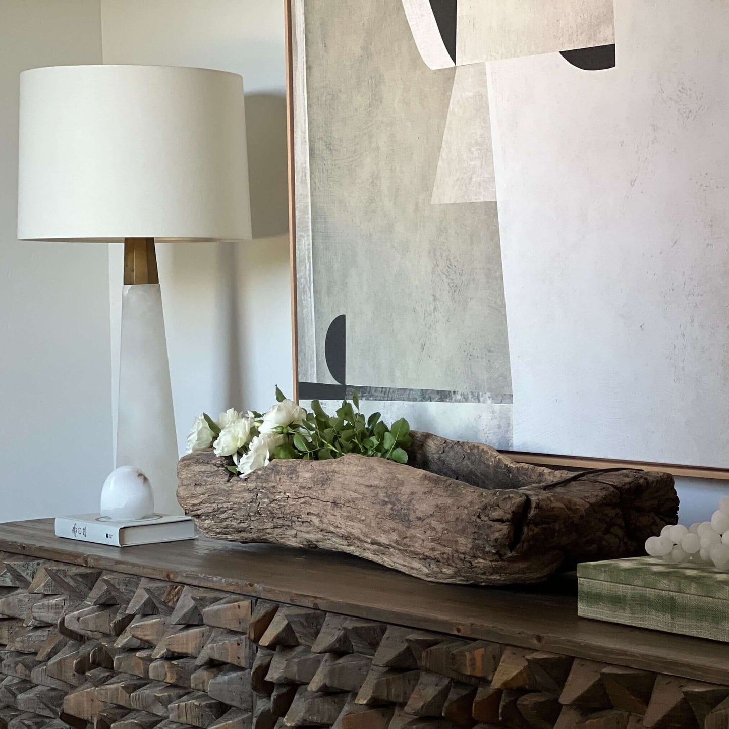 Rustic Natural Wood Trough Planter – Large Driftwood Log Succulent Holder