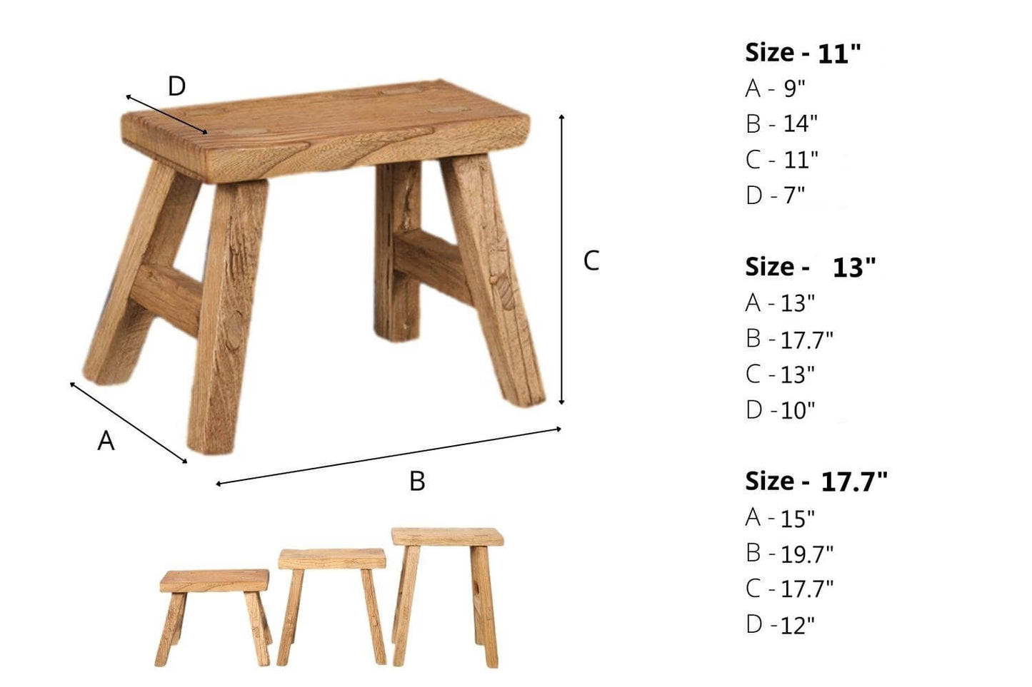 Handcrafted Reclaimed Elm Old Barn Milking Stool