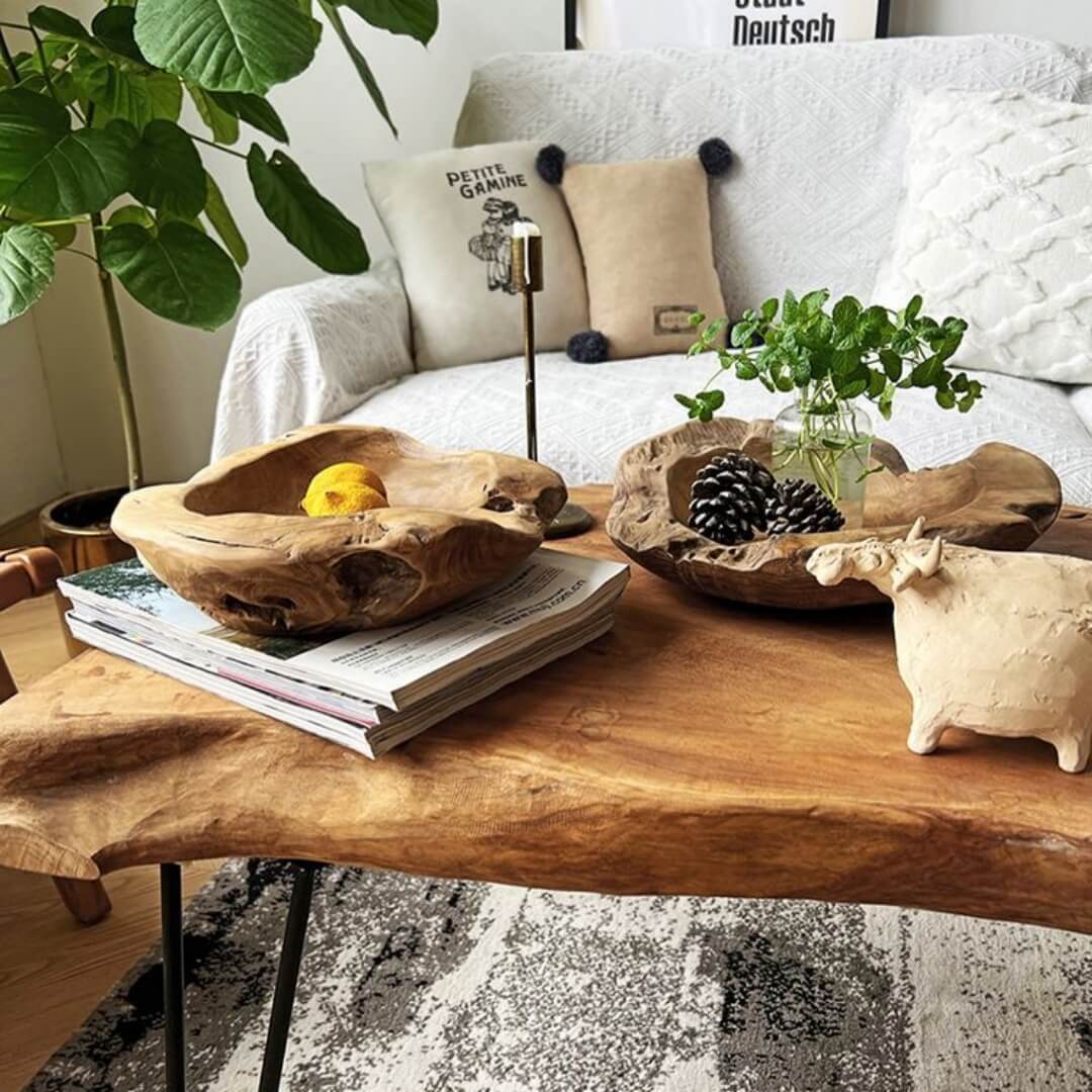 Handcrafted Natural Teak Wood Bowl