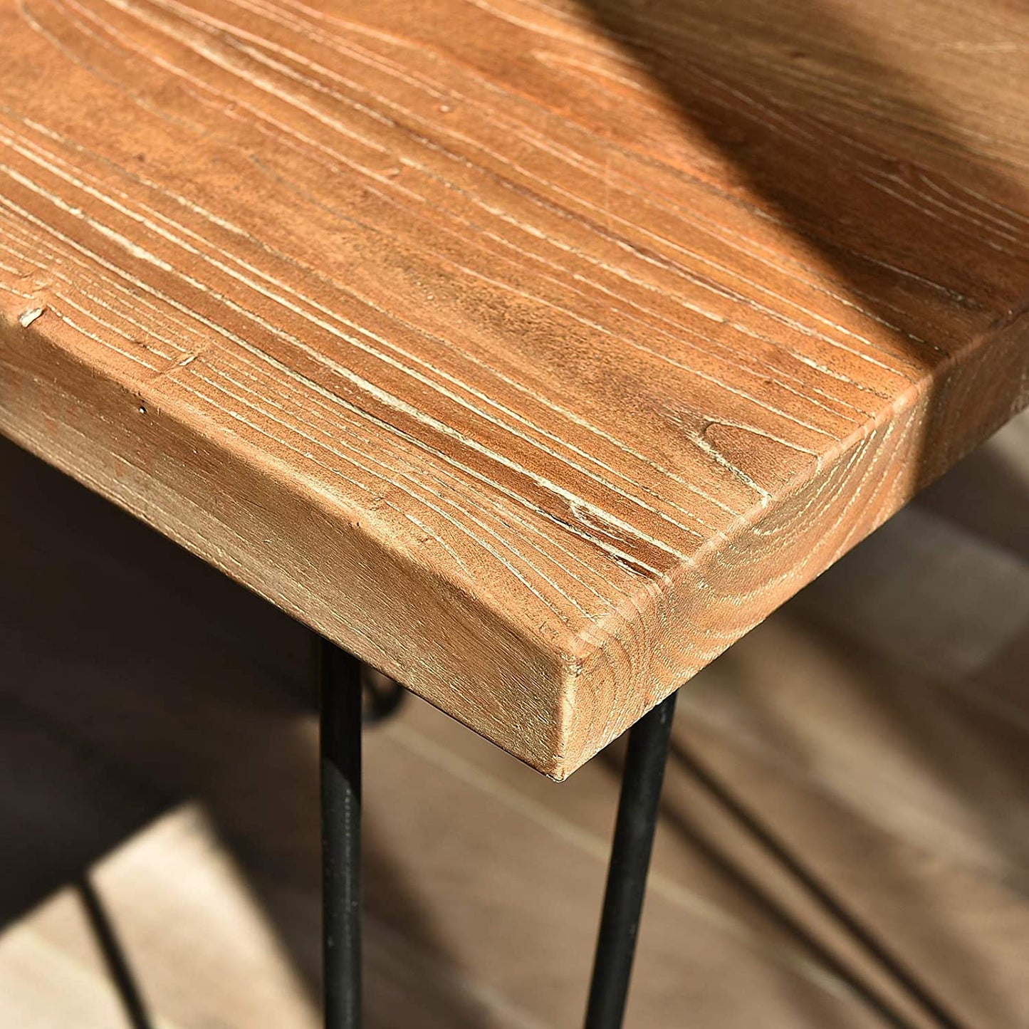 Rustic Square Old Elm Wood End Table