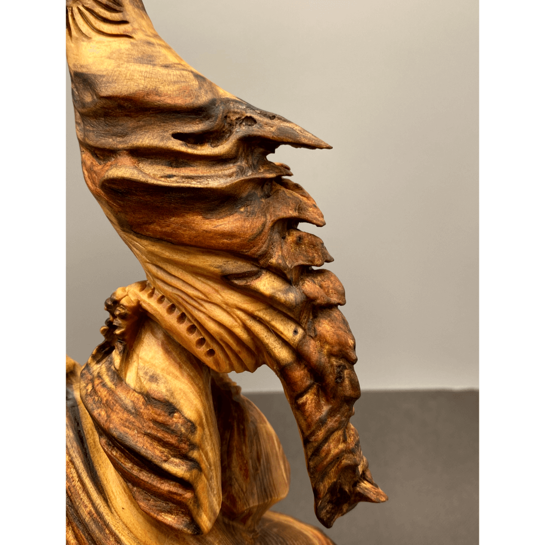 Hand-Carved Erosion Wood Bird Sculpture