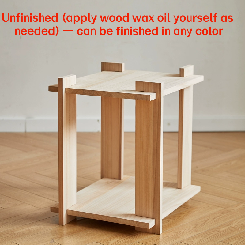 Solid Wood Nightstand with 2-Tier Open Shelves — Rustic Bedside/End Table for Small Spaces