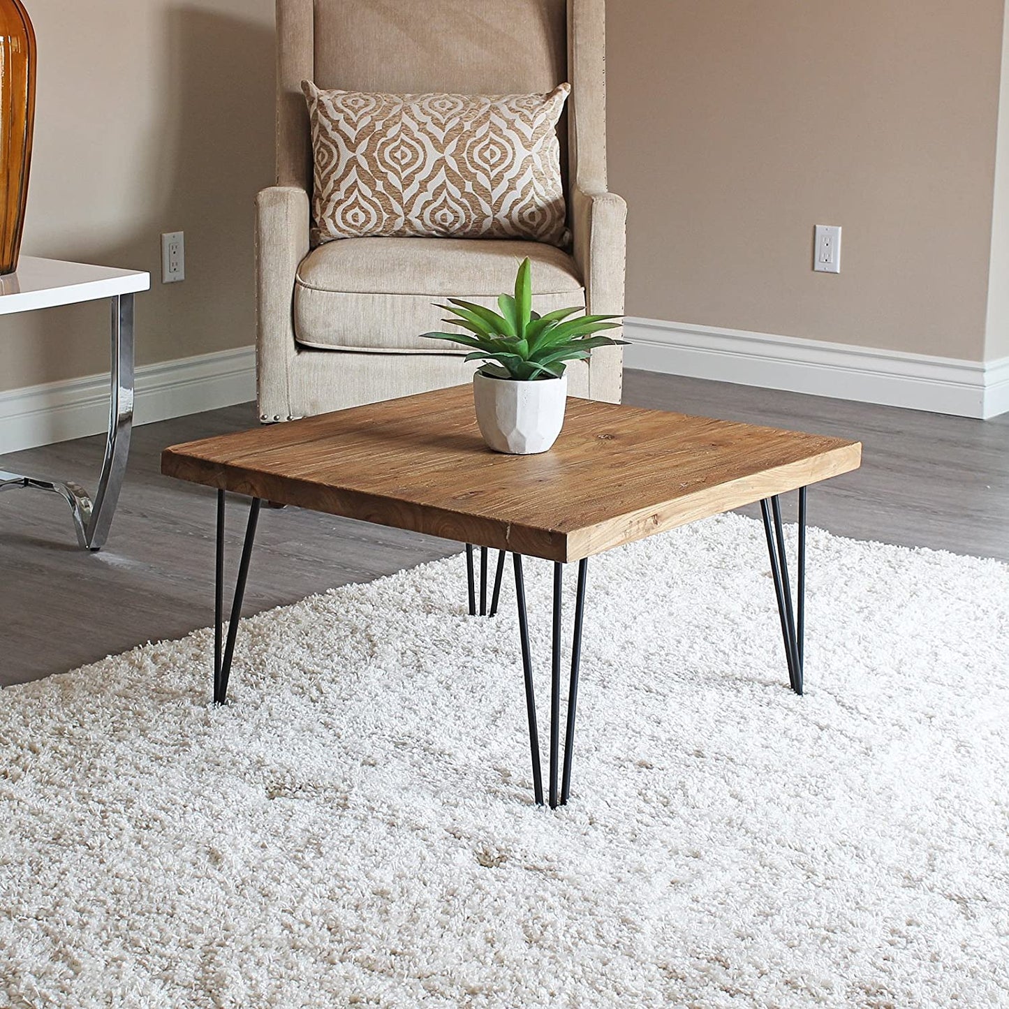 Rustic Square Old Elm Wood Coffee Table