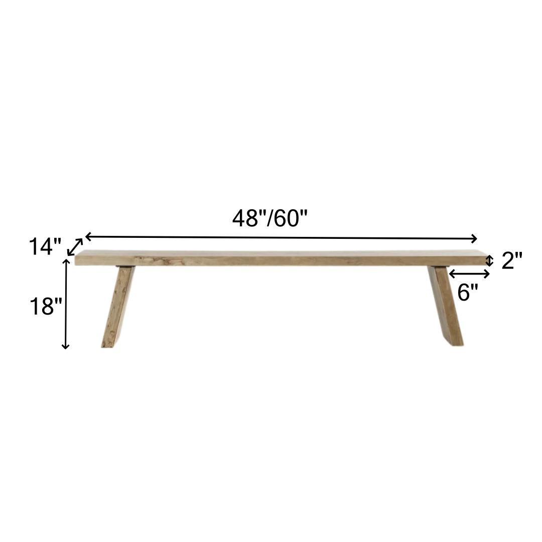 Handcrafted Reclaimed Elm Wood Bench