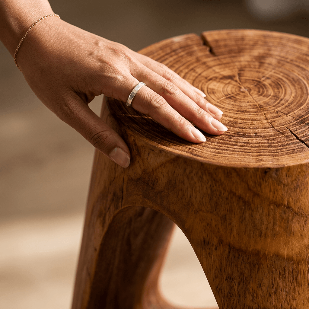 Natural Wooden Stool Side Table
