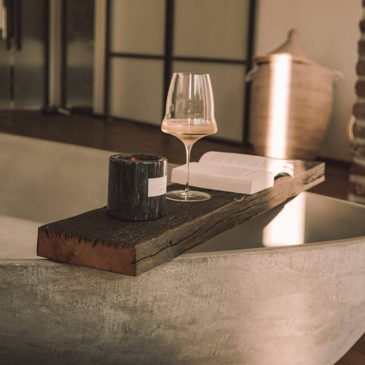 Rustic Reclaimed Elm Wood Bathroom Shelf