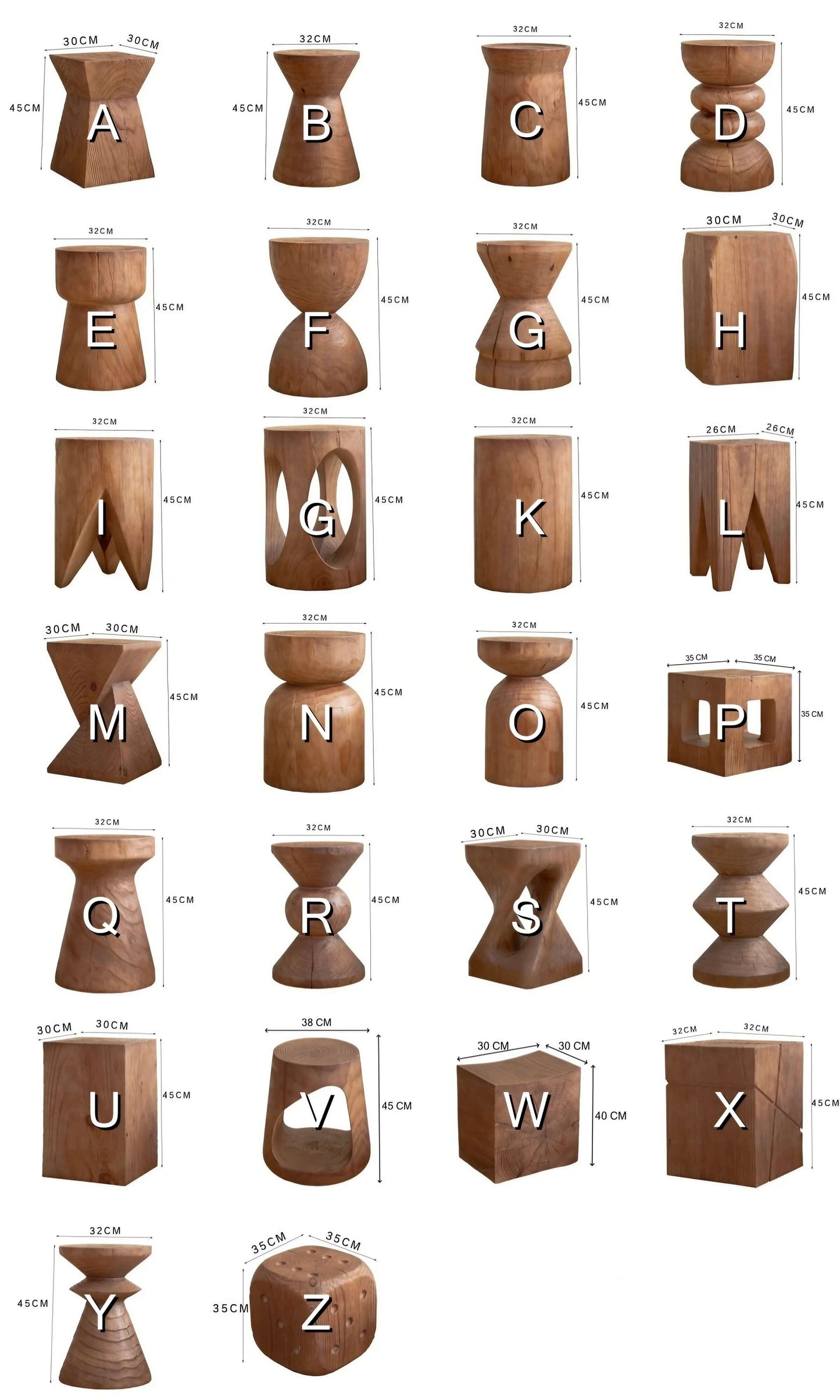 Natural Wooden Stool Side Table Living Room Solid Wood Stump Stools Chair Furniture