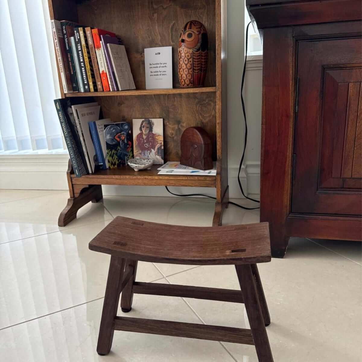 Vintage Black Walnut Wooden Step Stool & Child’s Footstool