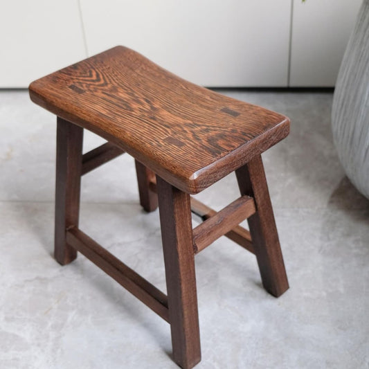 Vintage Wenge Wood Step Stool - Handcrafted Wooden Footrest