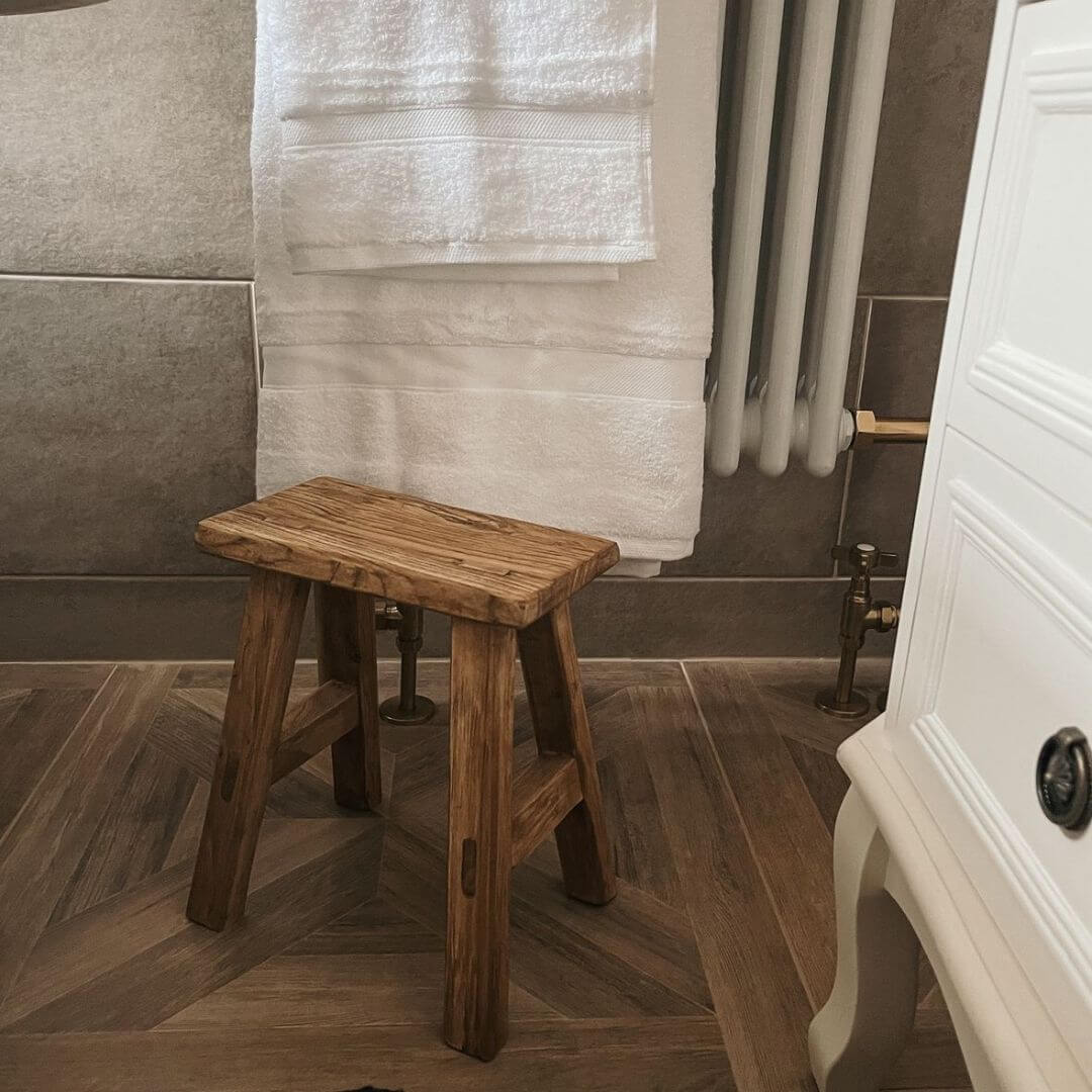 Handcrafted Reclaimed Elm Old Barn Milking Stool