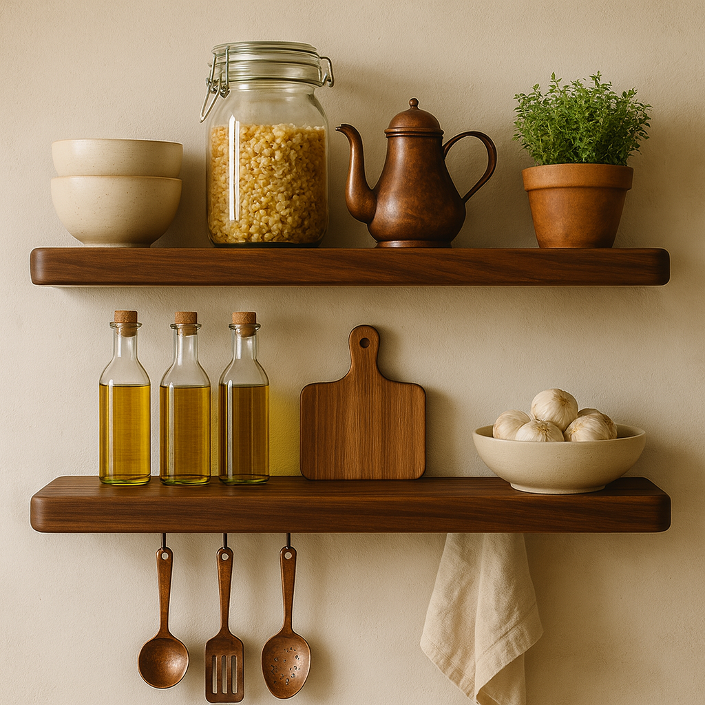 White Oak、Walnut、Red Oak、Cherry Wood、Beech Wood Floating Shelves（Default right angle
