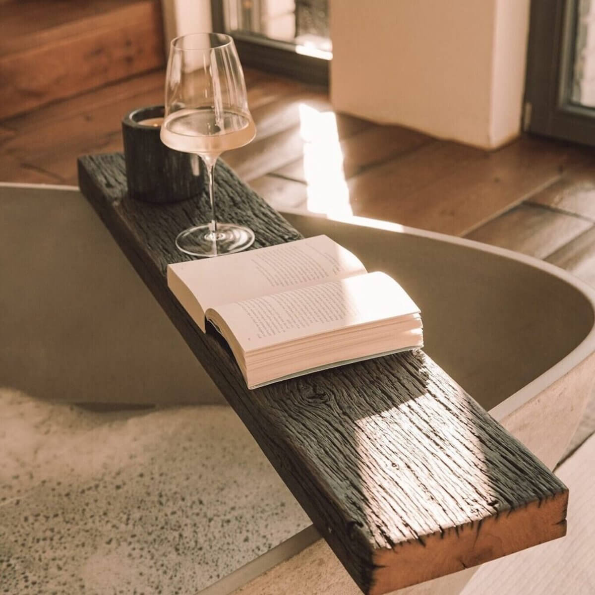 Rustic Reclaimed Elm Wood Bathroom Shelf