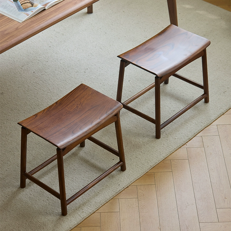 Handmade Rustic Solid Elm Saddle Stool | Bedroom, Entryway & Living Room