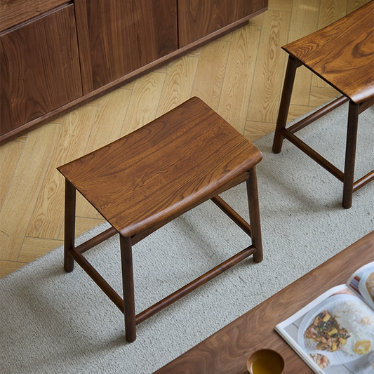 Handmade Rustic Solid Elm Saddle Stool | Bedroom, Entryway & Living Room