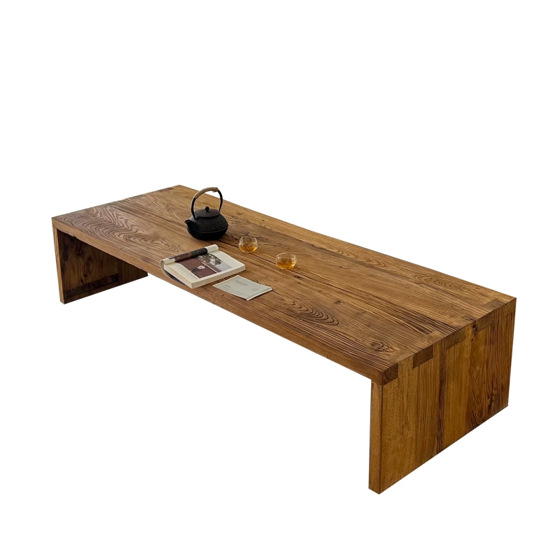 Handcrafted Solid Wood Table — Rustic Farmhouse Center Table with Extra-Long Plank Top for Living Room