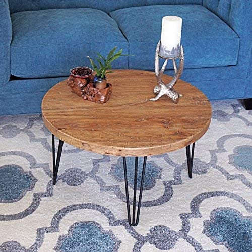 Rustic Round Old Elm Wood Coffee Table