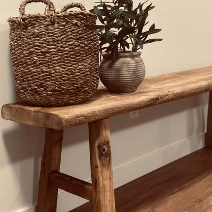 Rustic Reclaimed Elm Solid Wood Bench