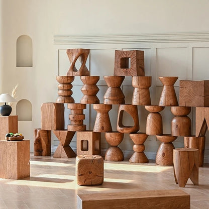 Natural Wooden Stool Side Table Living Room Solid Wood Stump Stools Chair Furniture