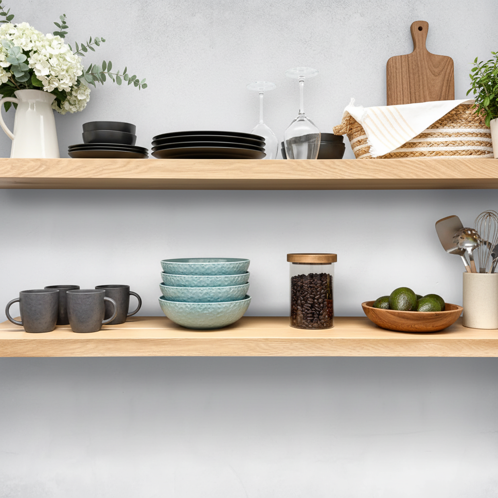 White Oak、Walnut、Red Oak、Cherry Wood、Beech Wood Floating Shelves（Default right angle