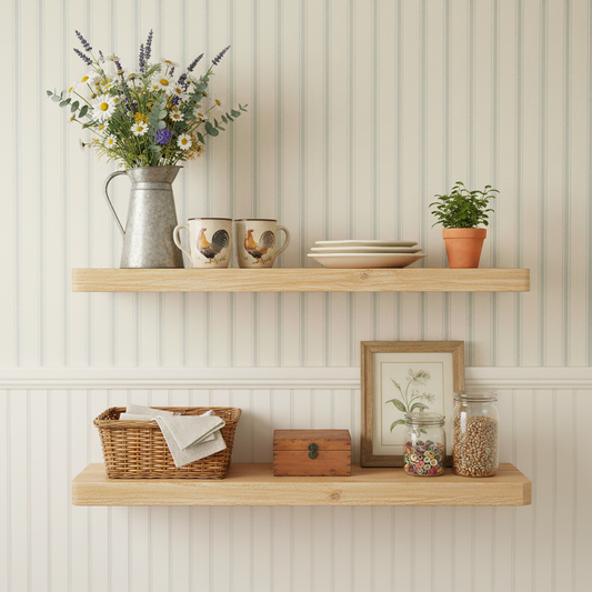 White Oak、Walnut、Red Oak、Cherry Wood、Beech Wood Floating Shelves（Default right angle