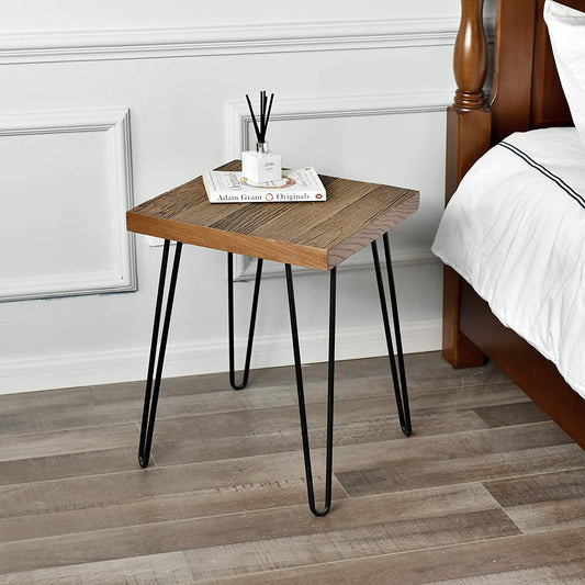 Rustic Square Old Elm Wood End Table