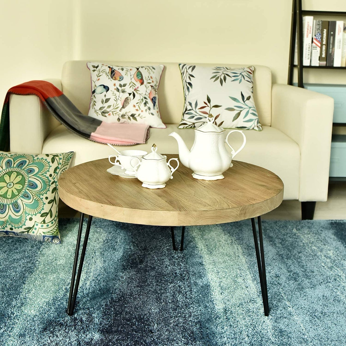 Rustic Round Old Elm Wood Coffee Table