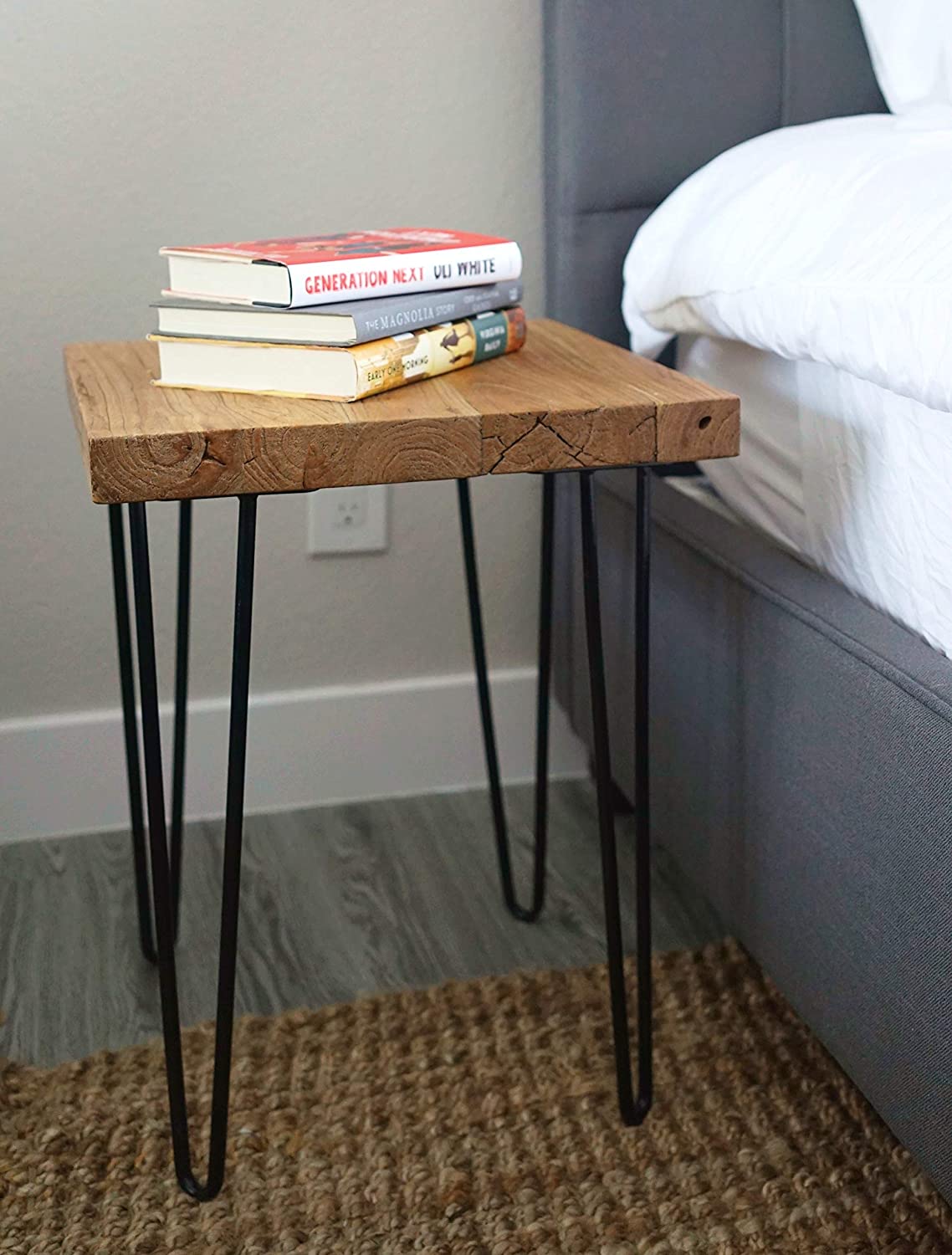 Rustic Square Old Elm Wood End Table