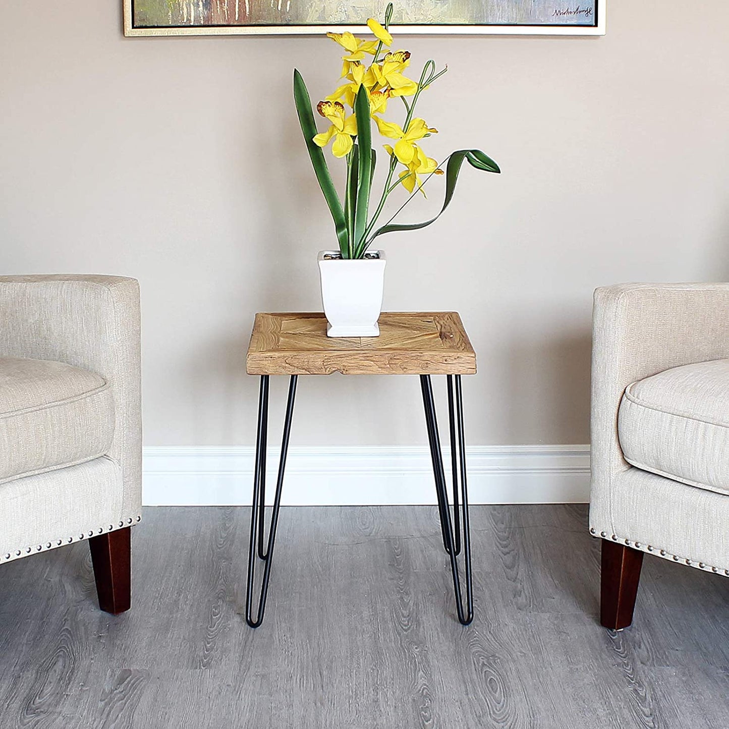 Rustic Square Old Elm Wood End Table