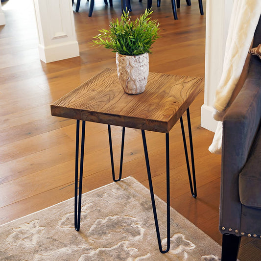 Rustic Square Old Elm Wood End Table