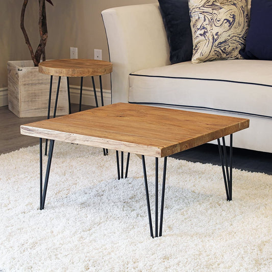 Rustic Square Old Elm Wood Coffee Table