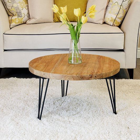 Rustic Round Old Elm Wood Coffee Table