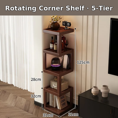 Versatile Rotating Corner Shelf – Compact Bamboo Storage Unit