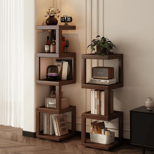 Versatile Rotating Corner Shelf – Compact Bamboo Storage Unit