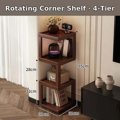 Versatile Rotating Corner Shelf – Compact Bamboo Storage Unit