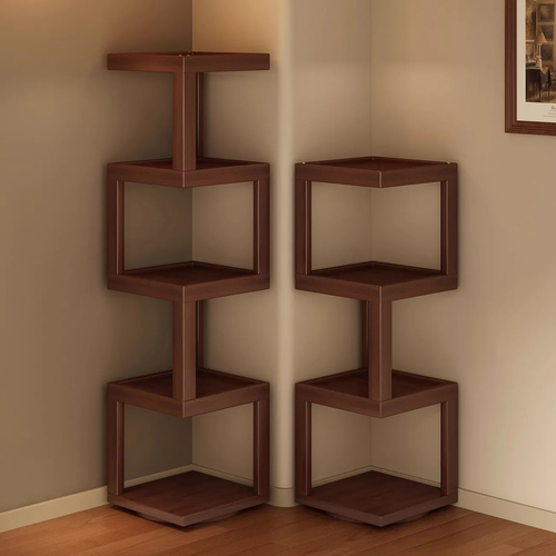 Versatile Rotating Corner Shelf – Compact Bamboo Storage Unit