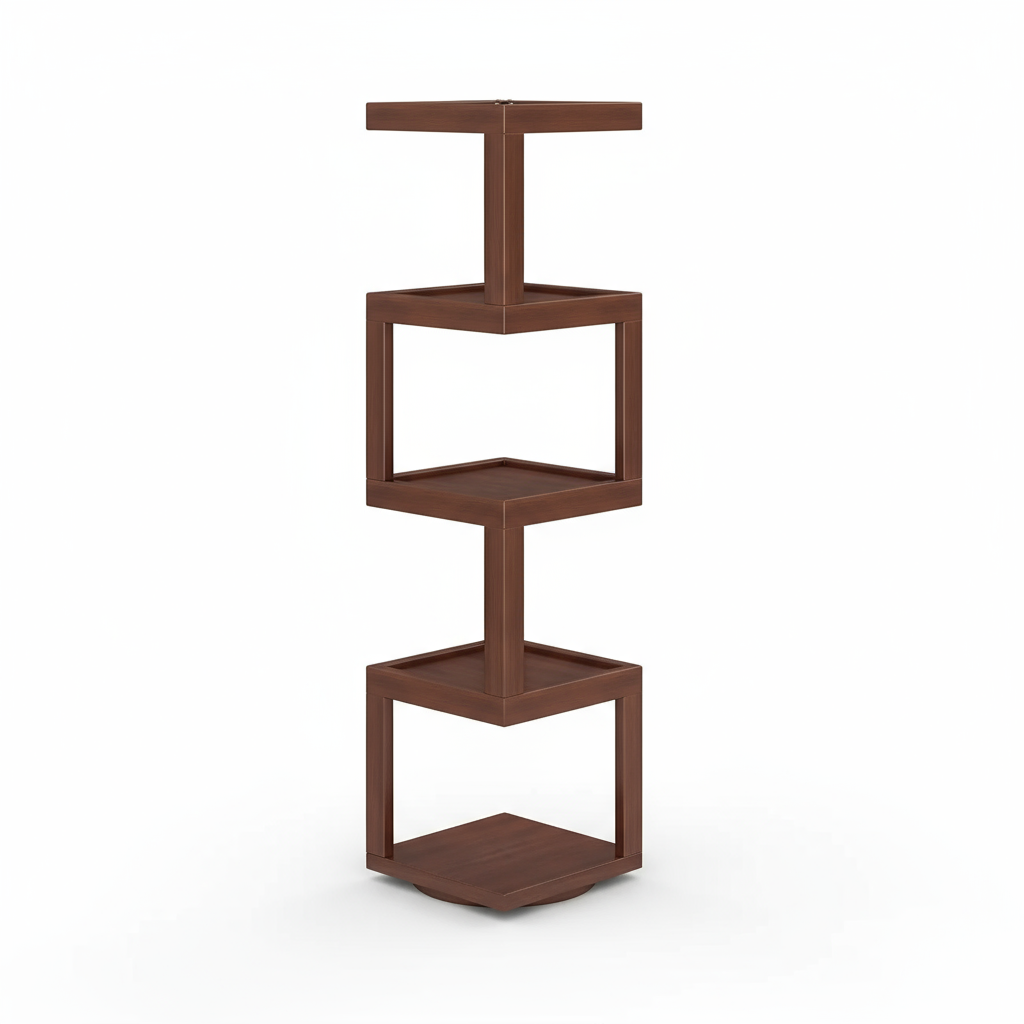 Versatile Rotating Corner Shelf – Compact Bamboo Storage Unit