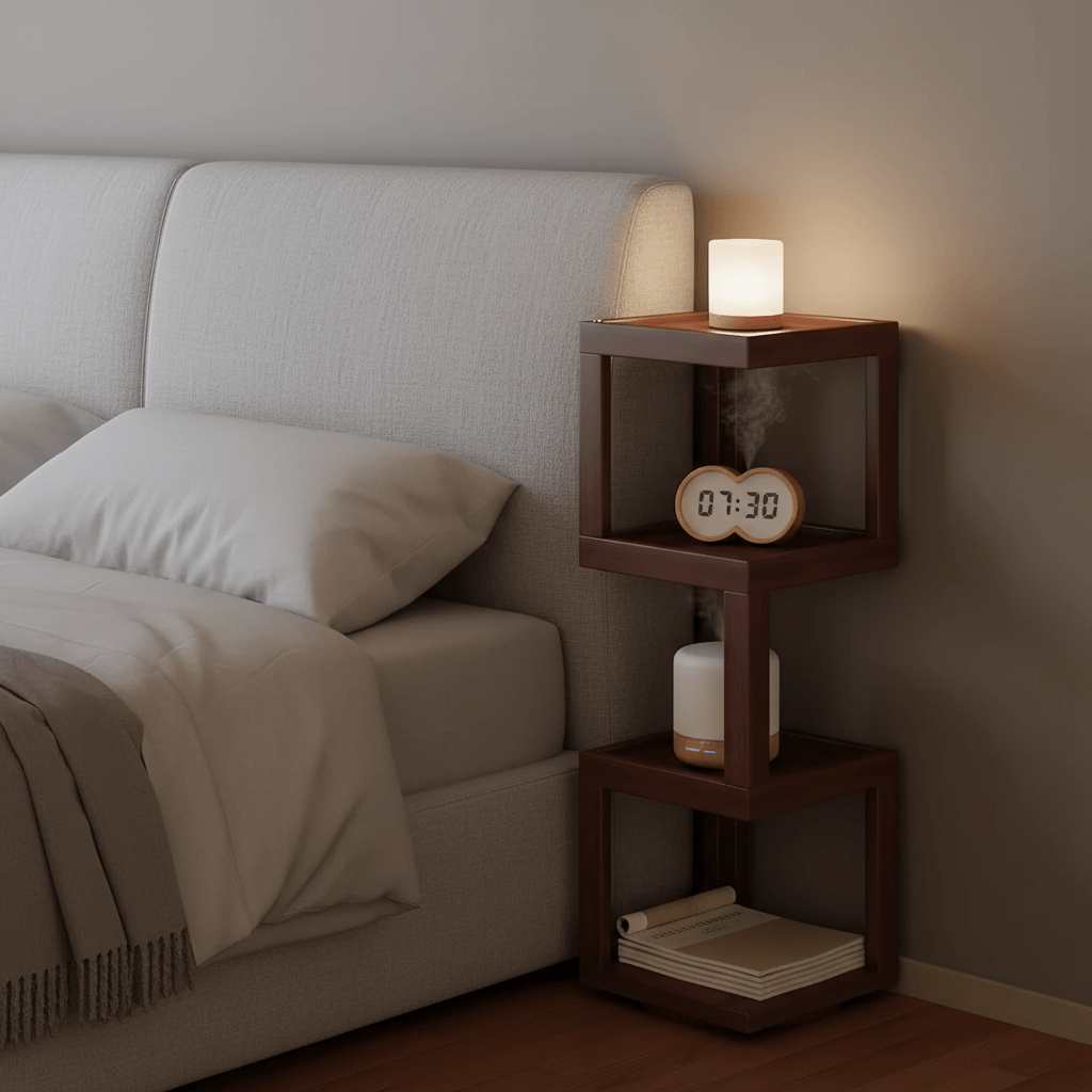 Versatile Rotating Corner Shelf – Compact Bamboo Storage Unit