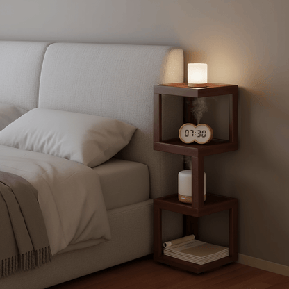 Versatile Rotating Corner Shelf – Compact Bamboo Storage Unit