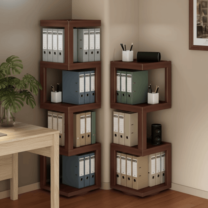 Versatile Rotating Corner Shelf – Compact Bamboo Storage Unit