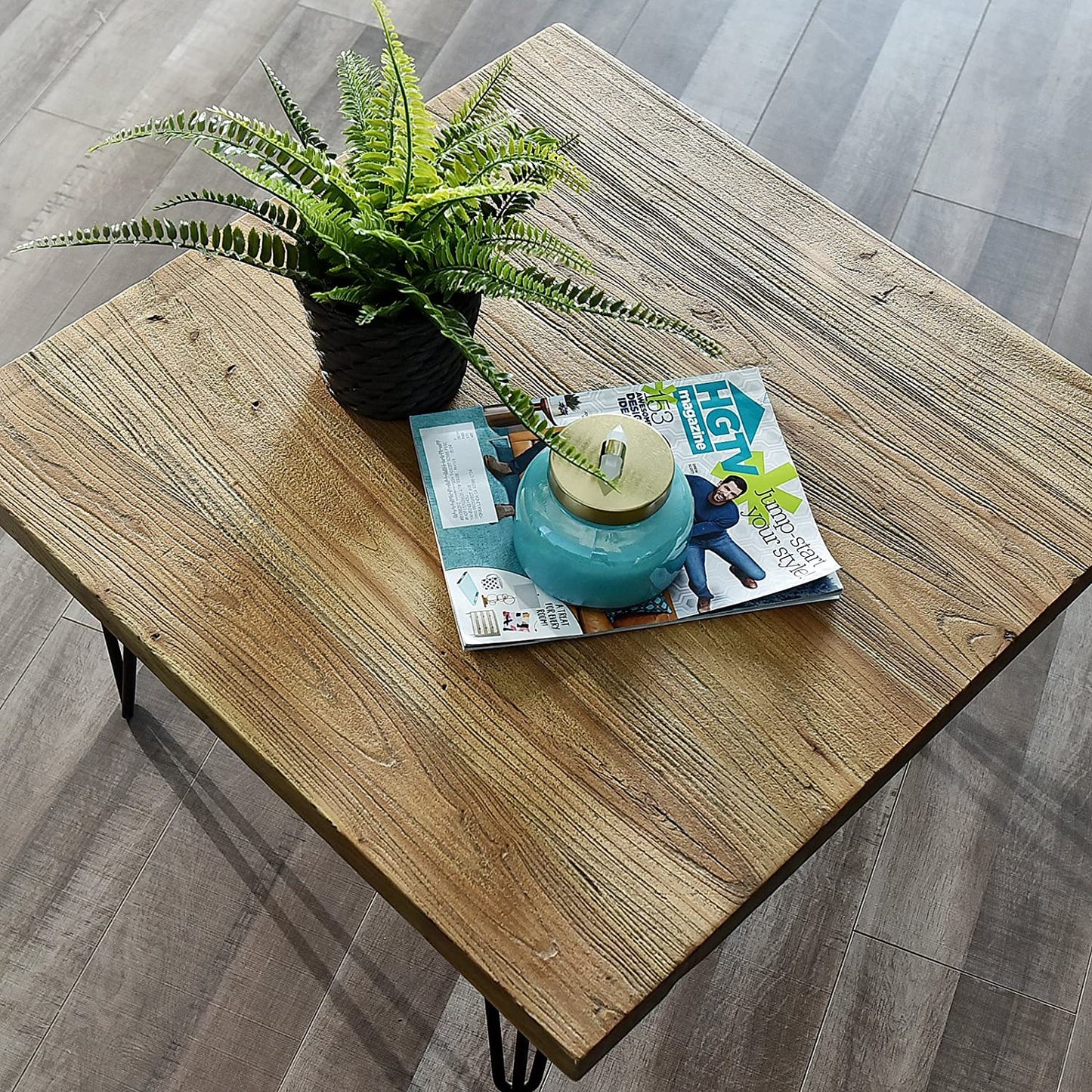 Rustic Square Old Elm Wood Coffee Table
