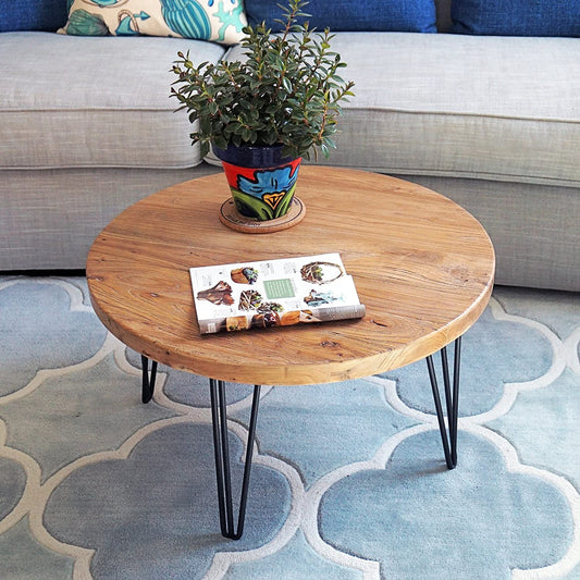Rustic Round Old Elm Wood Coffee Table