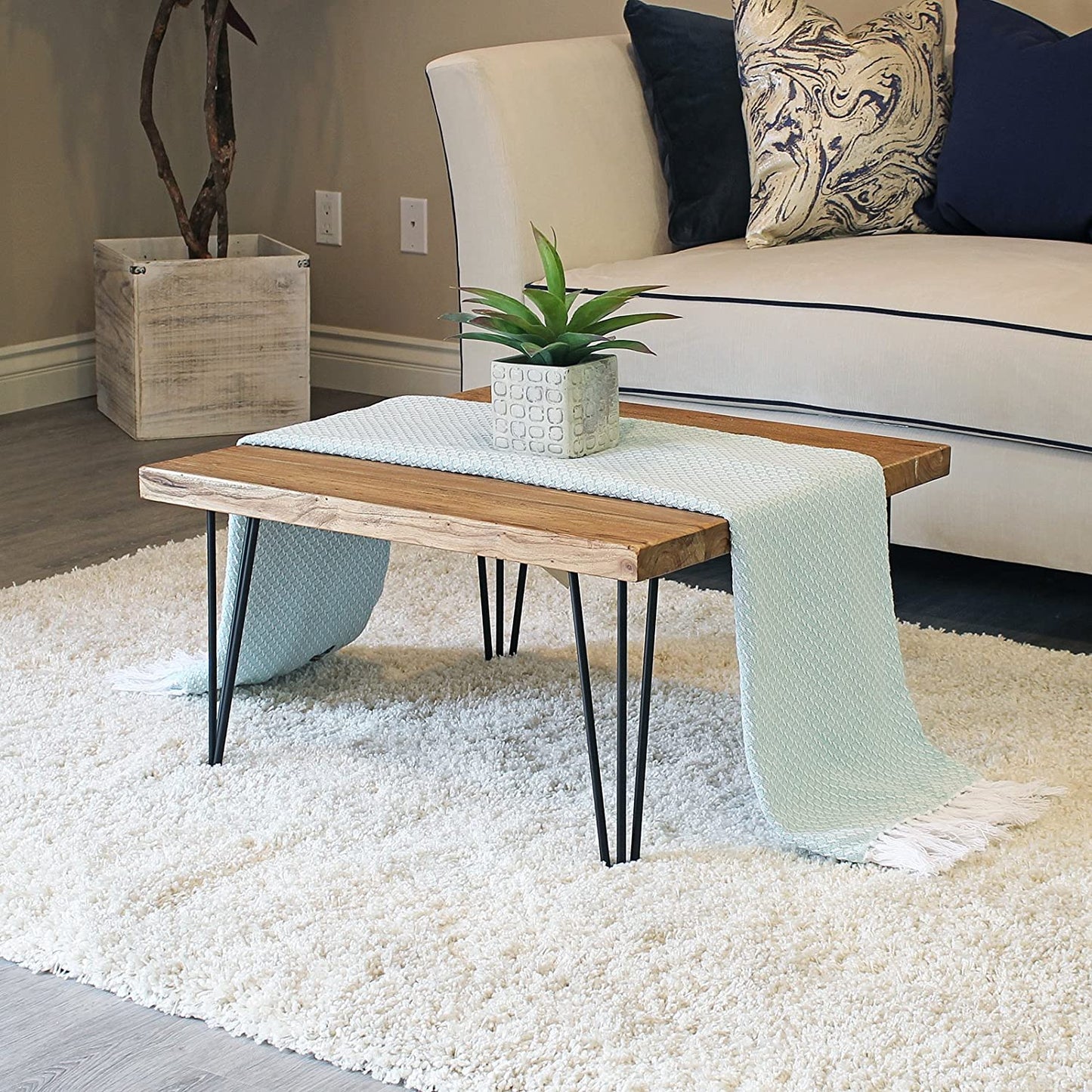 Rustic Square Old Elm Wood Coffee Table