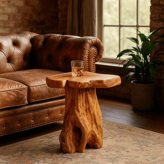 Natural Cedar Wood Tree Stump Side Table