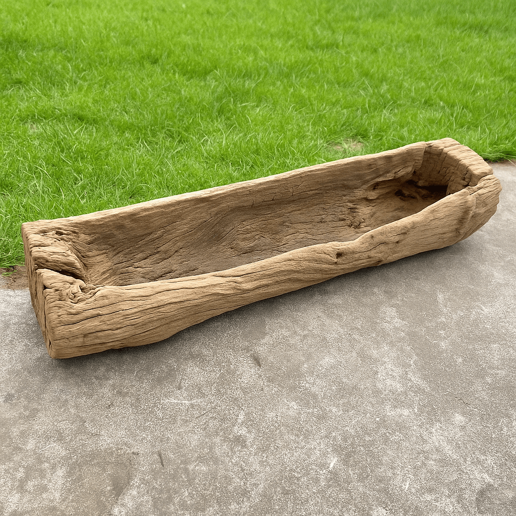 Rustic Natural Wood Trough Planter – Large Driftwood Log Succulent Holder