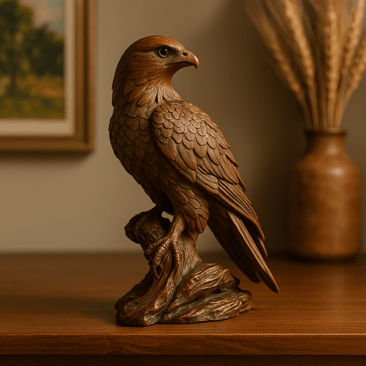 Handmade Boxwood Eagle Statue – Exquisite Collectible Wooden Carving Ornament