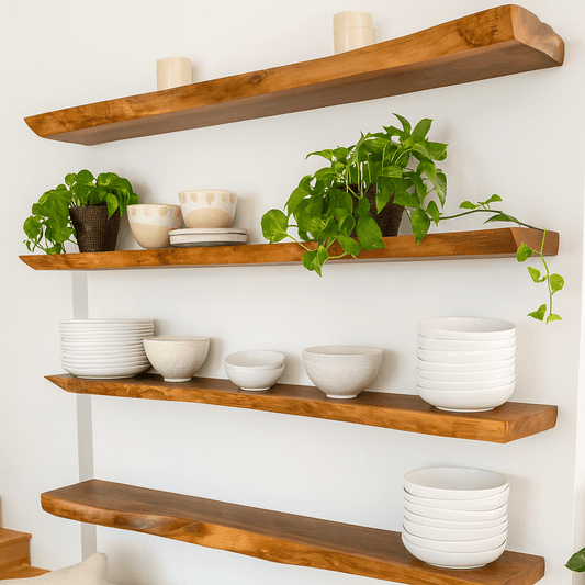 Live Edge Solid Wood Floating Shelf