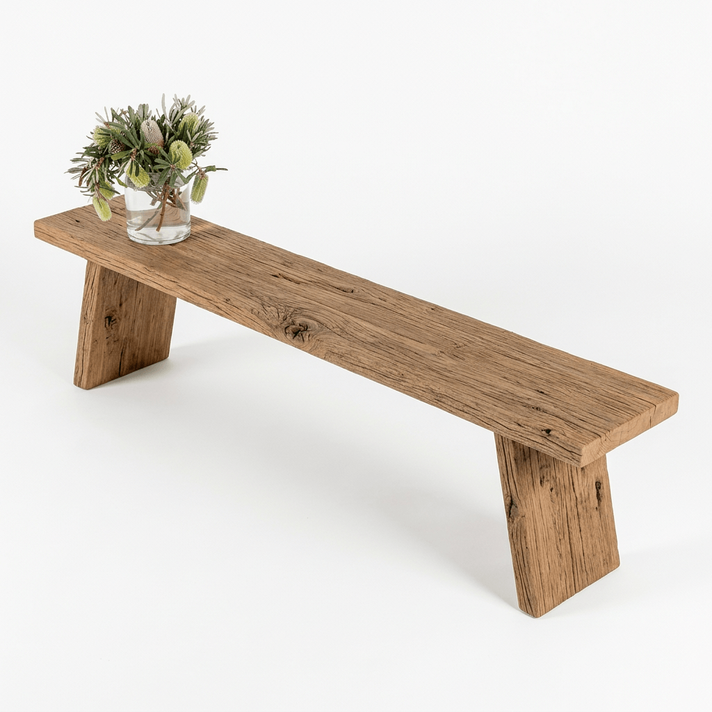 Handcrafted Reclaimed Elm Wood Bench